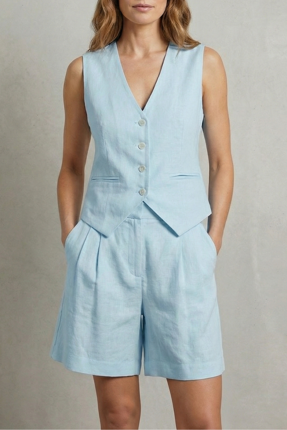 Linévora | Tailored Linen-Look Vest & Short Set