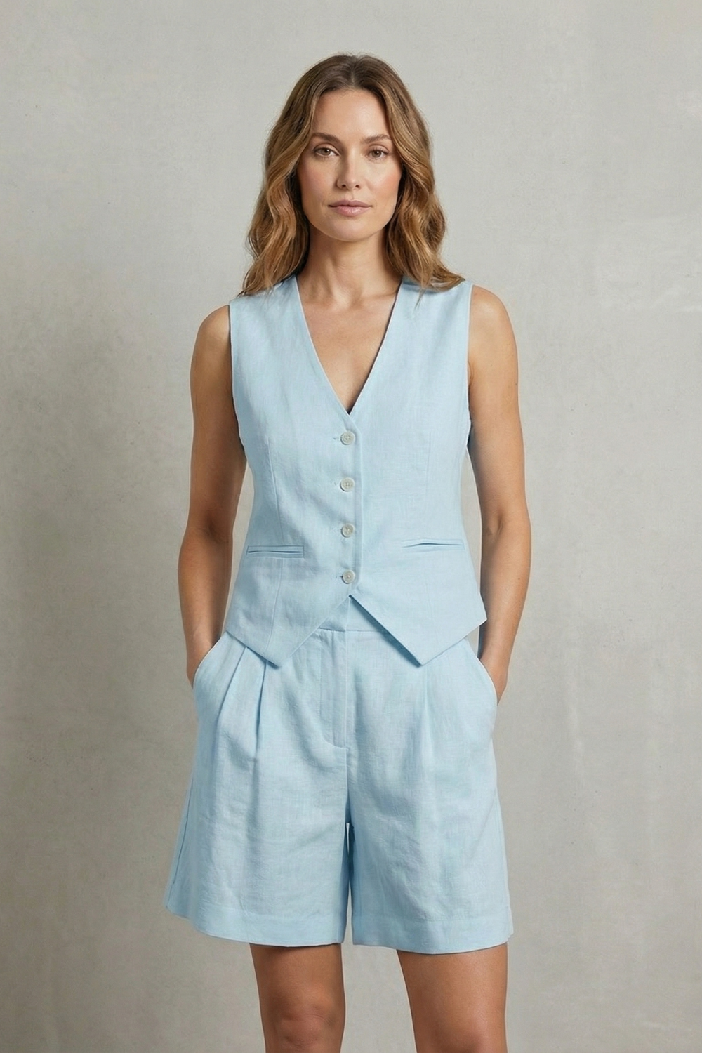 Linévora | Tailored Linen-Look Vest & Short Set