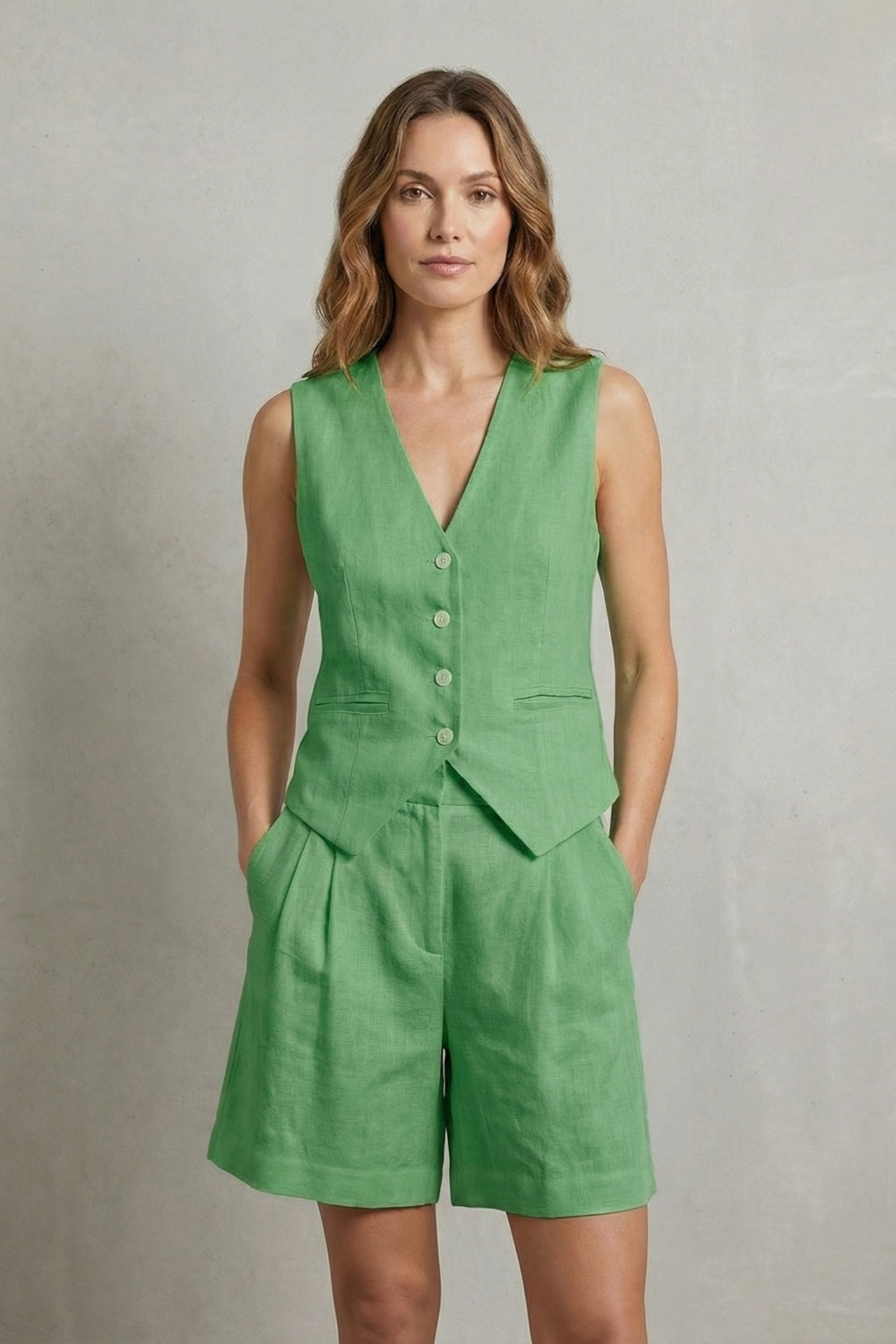 Linévora | Tailored Linen-Look Vest & Short Set