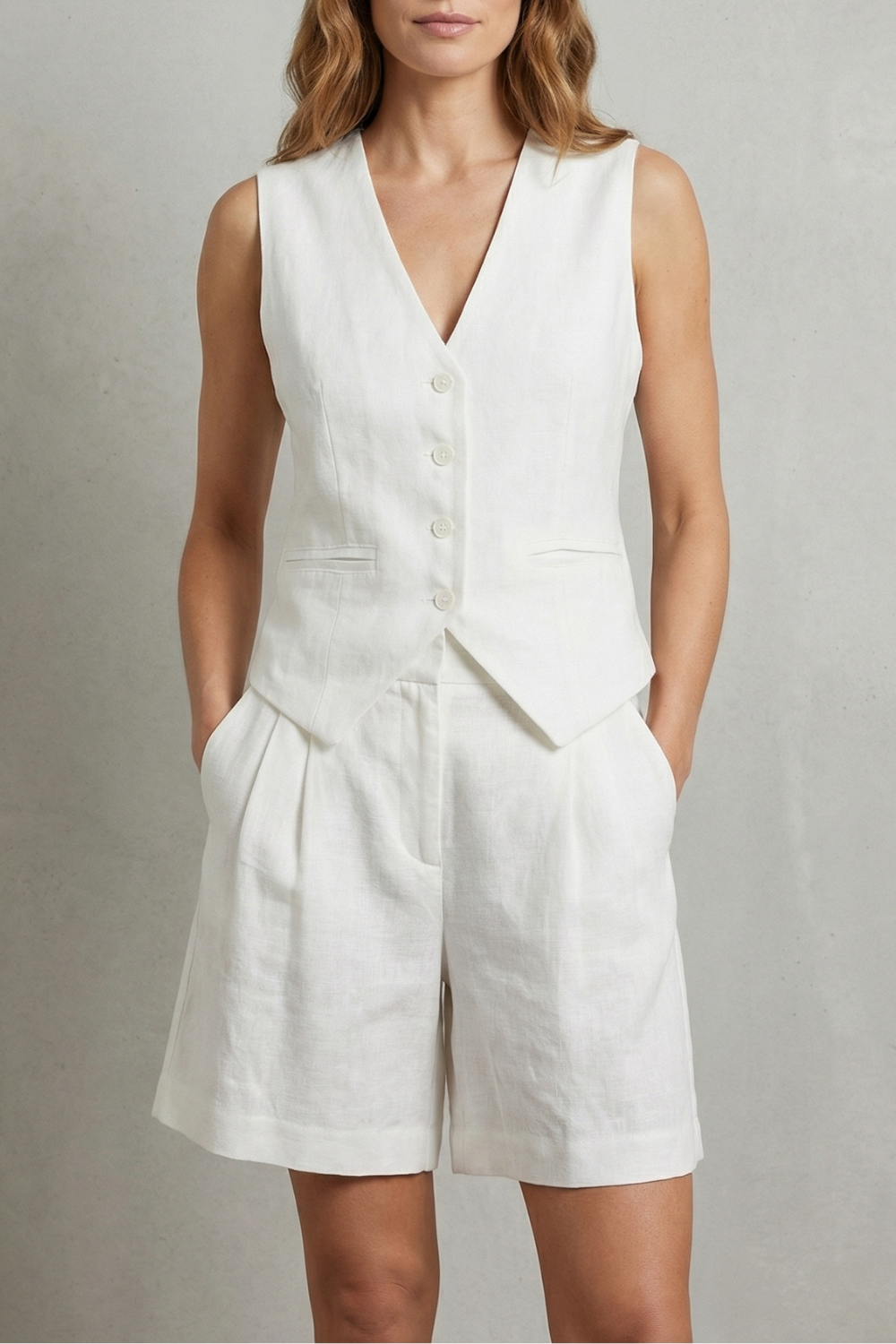 Linévora | Tailored Linen-Look Vest & Short Set