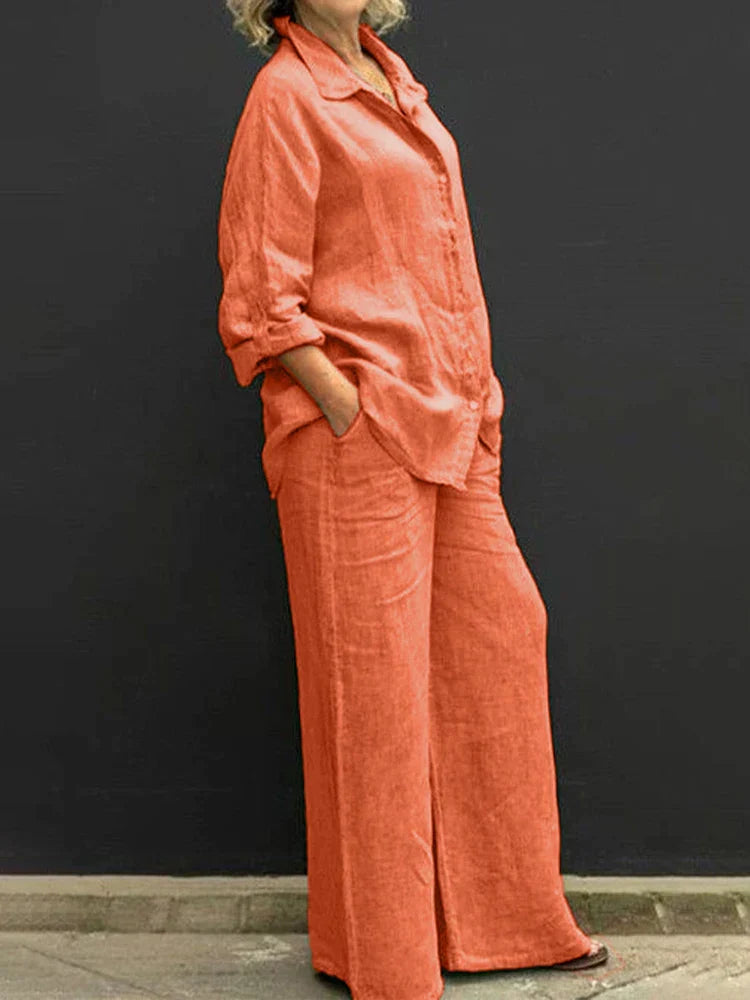 Romy | Linen-Blend Wide-Leg Two-Piece Set