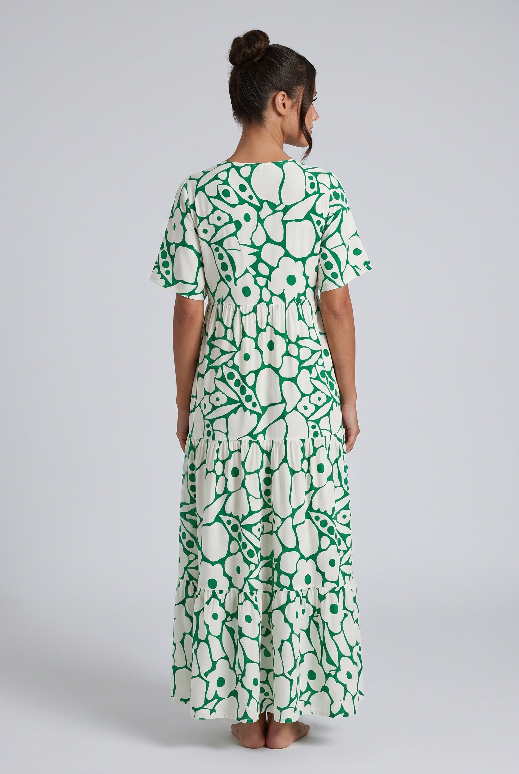 Nina | Abstract Print V-Neck Maxi Dress