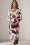 Liv | Watercolour Floral Wrap Blouse & Maxi Skirt Set