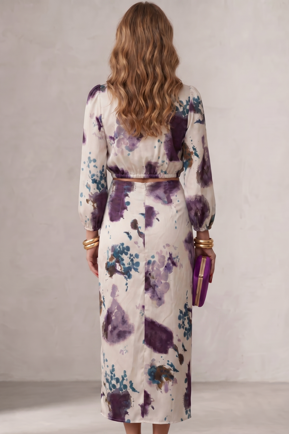 Liv | Watercolour Floral Wrap Blouse & Maxi Skirt Set