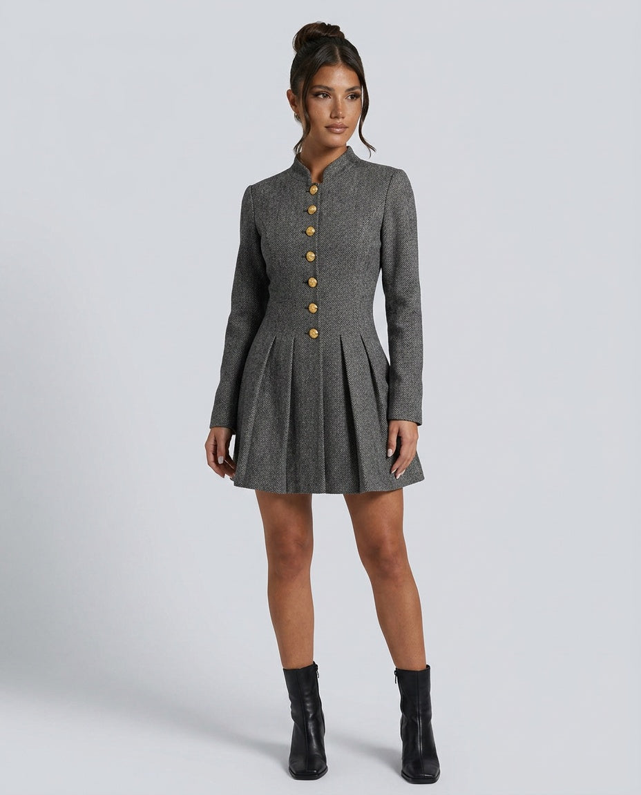 Naia | Button-Front Pleated Mini Dress