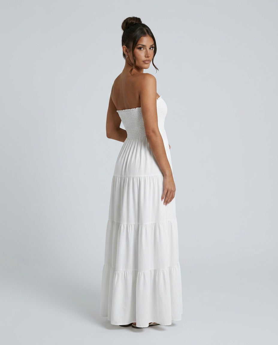 Harlow | Strapless Ruched Maxi Dress