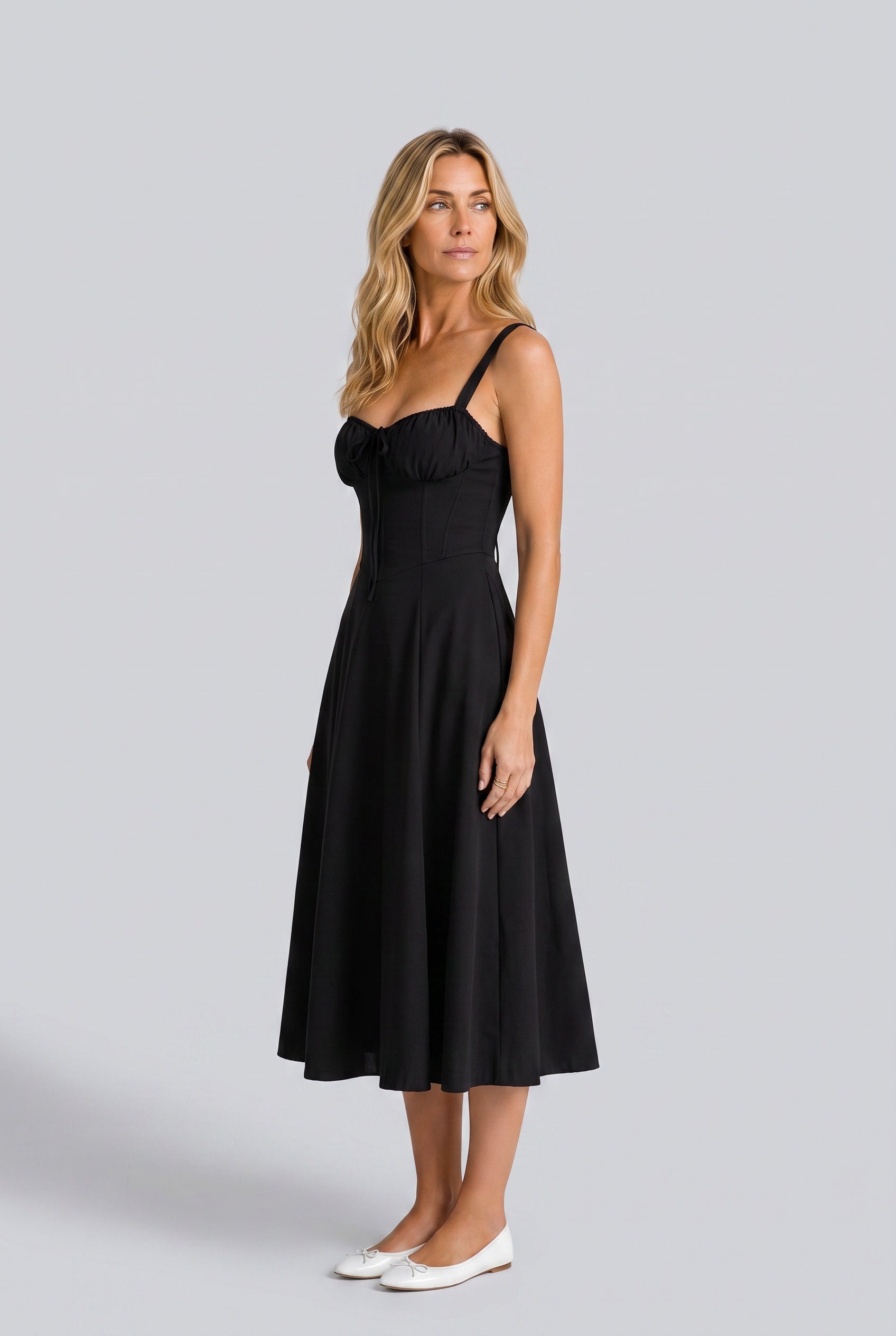 Thea | Fitted Defined-Waist Midi Dress