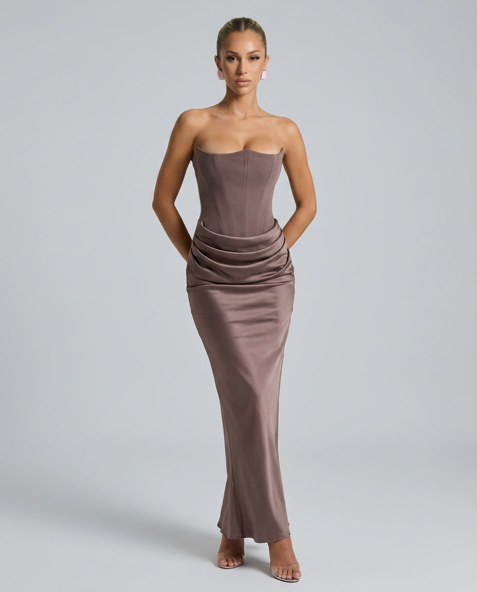 Pia | Strapless Corset Maxi Dress