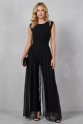 Maelira | Sheer Panel Cutout Wide-Leg Jumpsuit