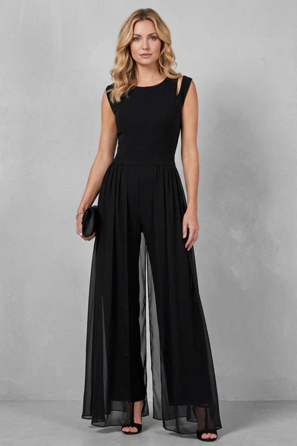 Maelira | Sheer Panel Cutout Wide-Leg Jumpsuit
