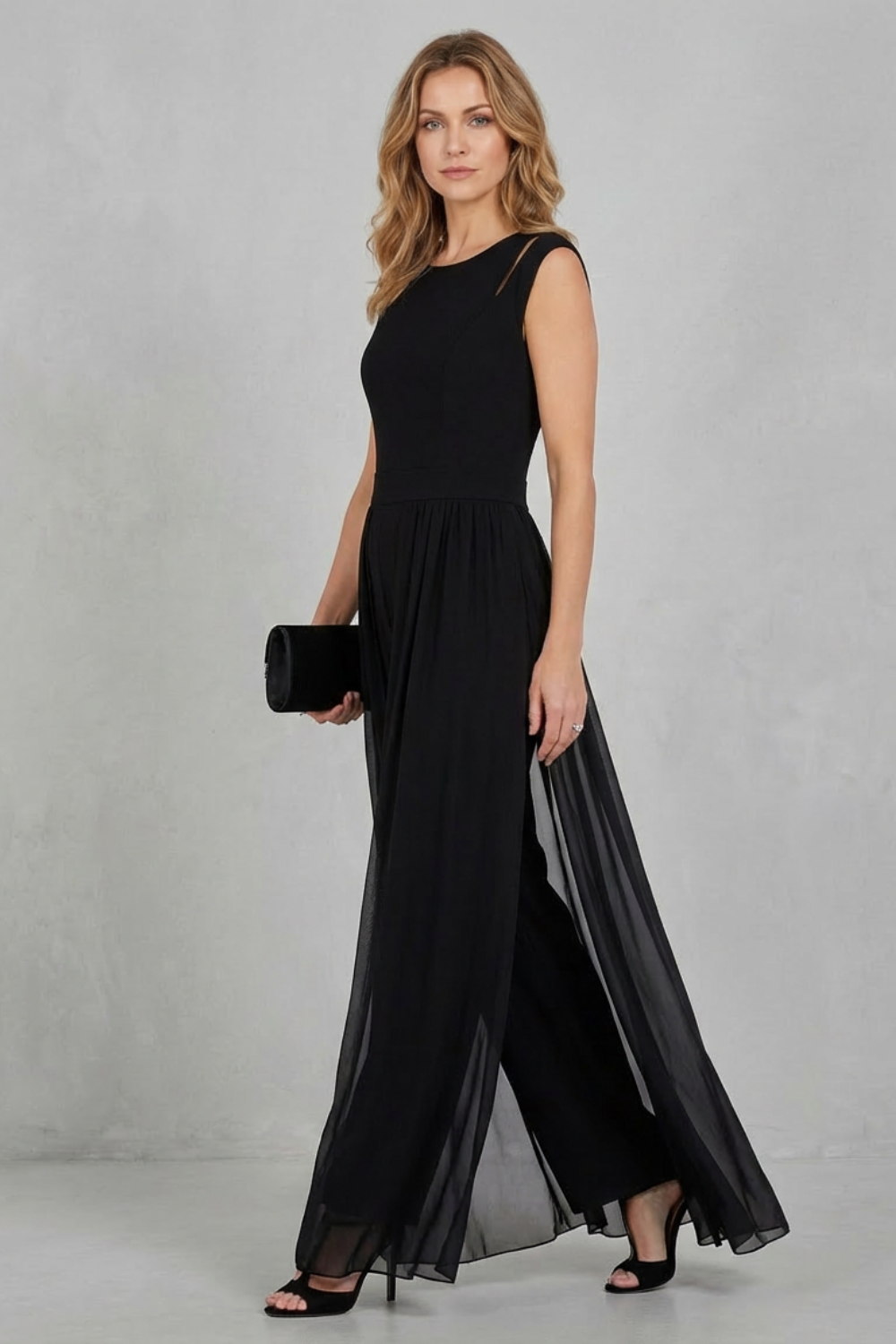 Maelira | Sheer Panel Cutout Wide-Leg Jumpsuit
