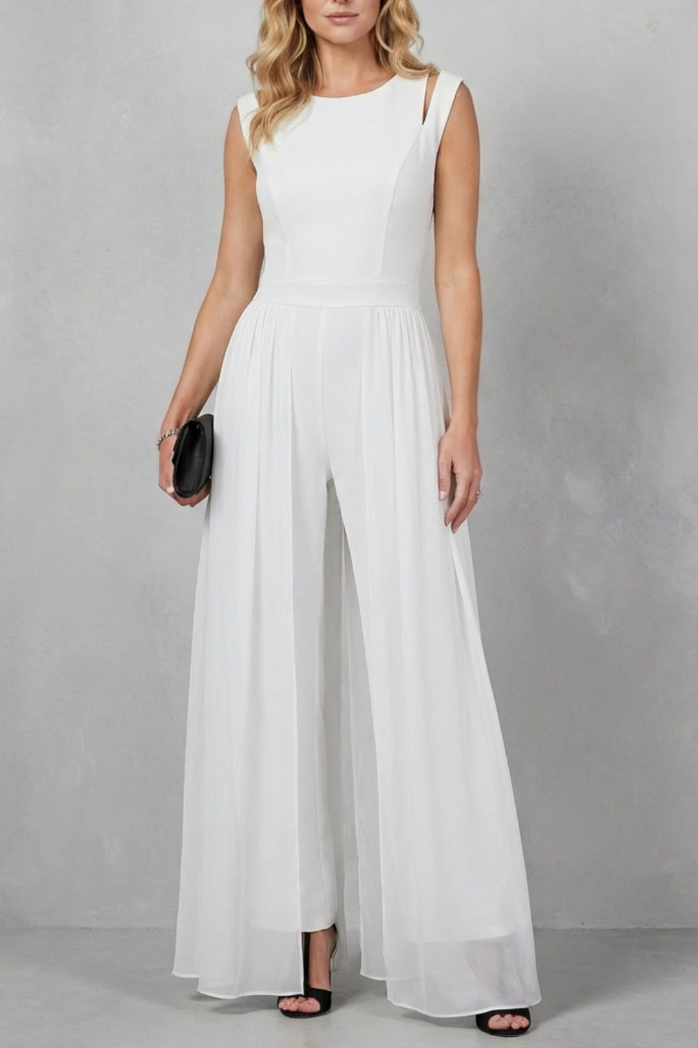 Maelira | Sheer Panel Cutout Wide-Leg Jumpsuit