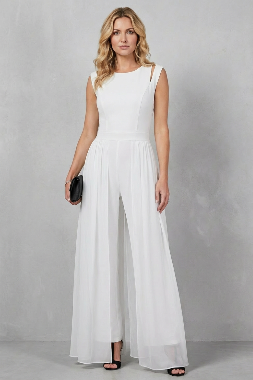 Maelira | Sheer Panel Cutout Wide-Leg Jumpsuit