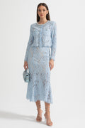 Seraphina | Lace Co-Ord Sparkling Neckline Midi Skirt Set