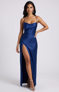 Celeste | Satin-Finish Maxi with Front Slit