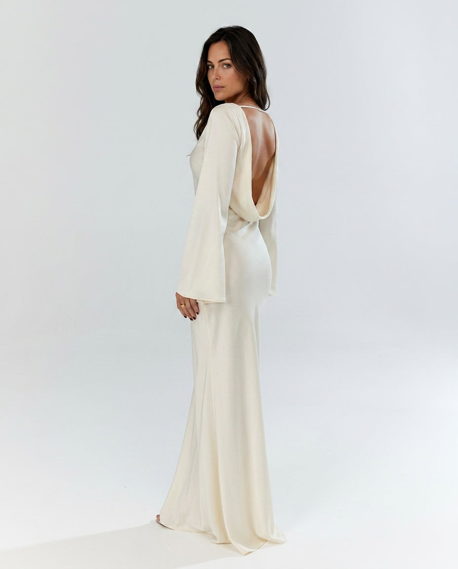 Delphine | Long Sleeve Elegant Wedding Guest Maxi Dress