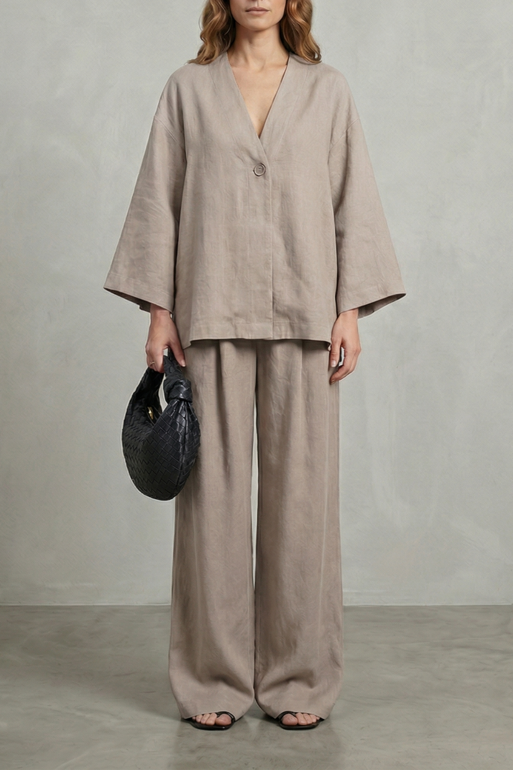 Morvella | Relaxed Wrap Long Sleeve Two Piece Set