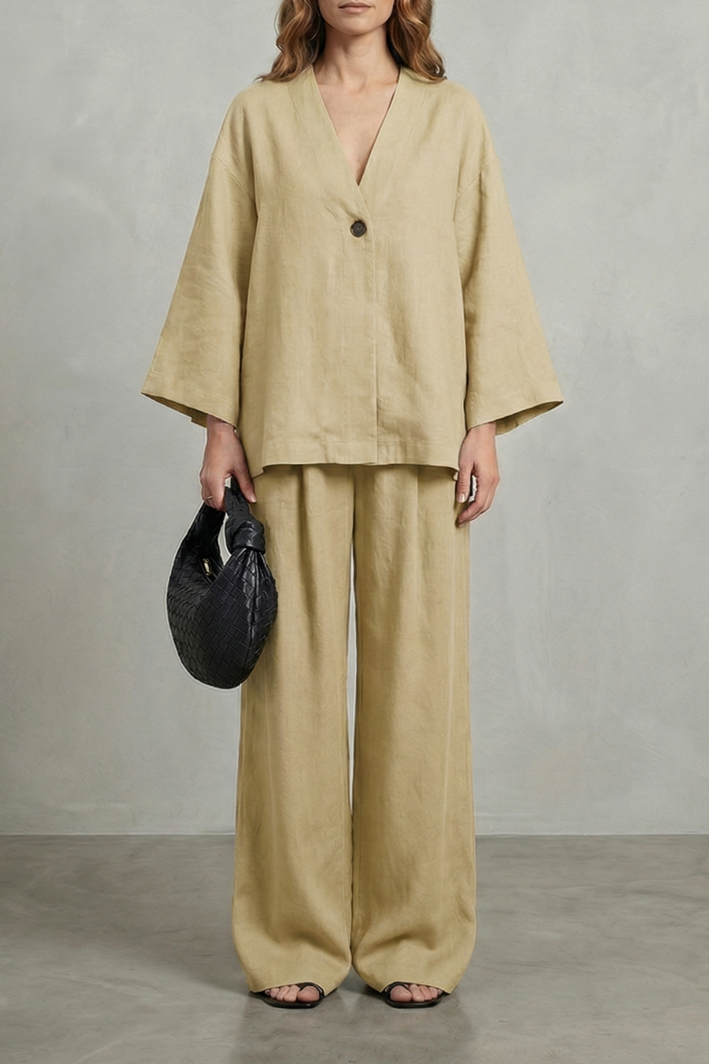 Morvella | Relaxed Wrap Long Sleeve Two Piece Set