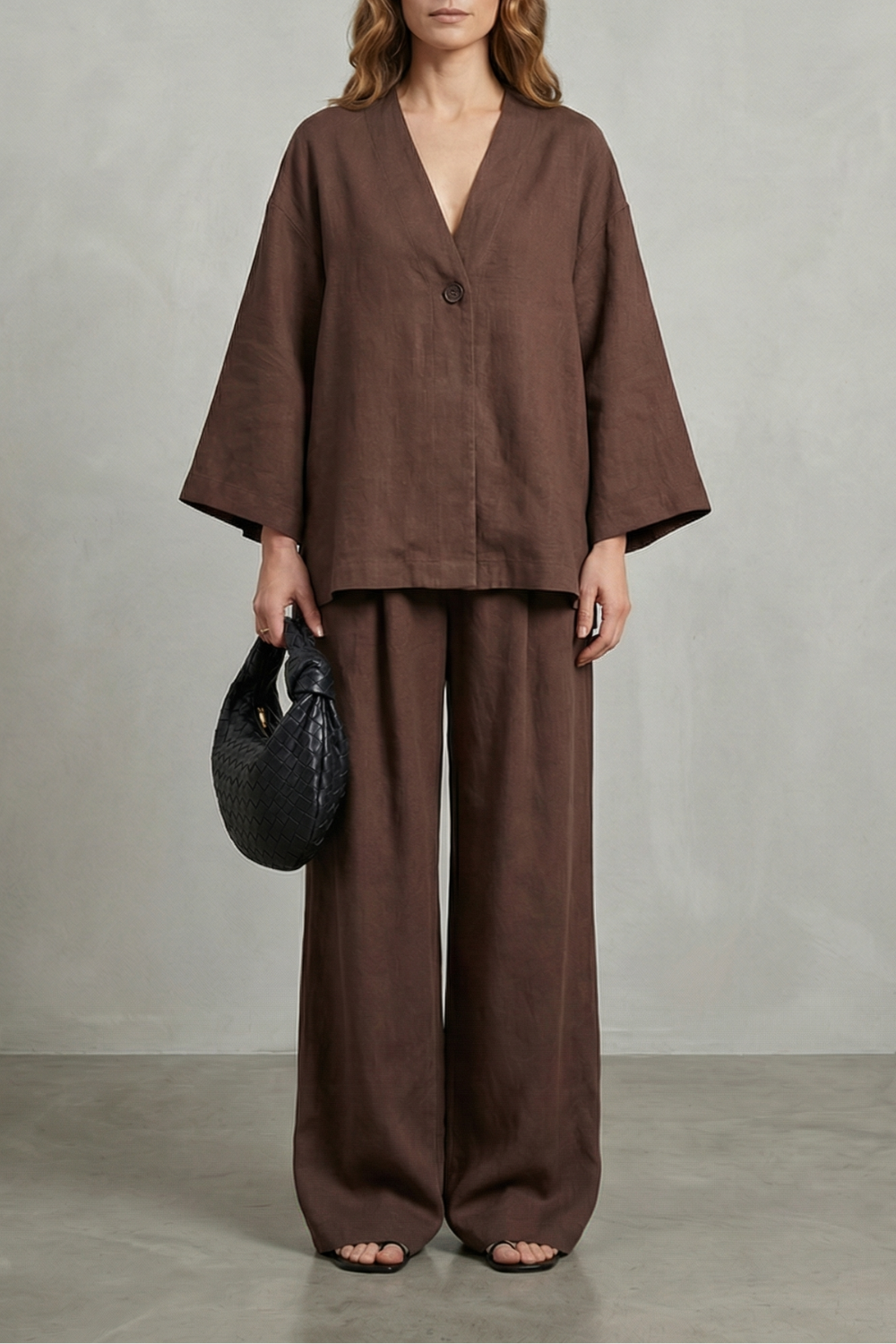 Morvella | Relaxed Wrap Long Sleeve Two Piece Set