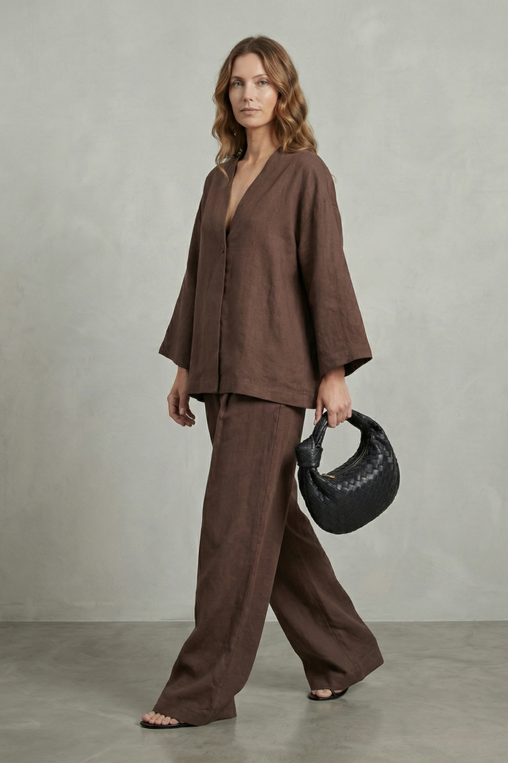 Morvella | Relaxed Wrap Long Sleeve Two Piece Set