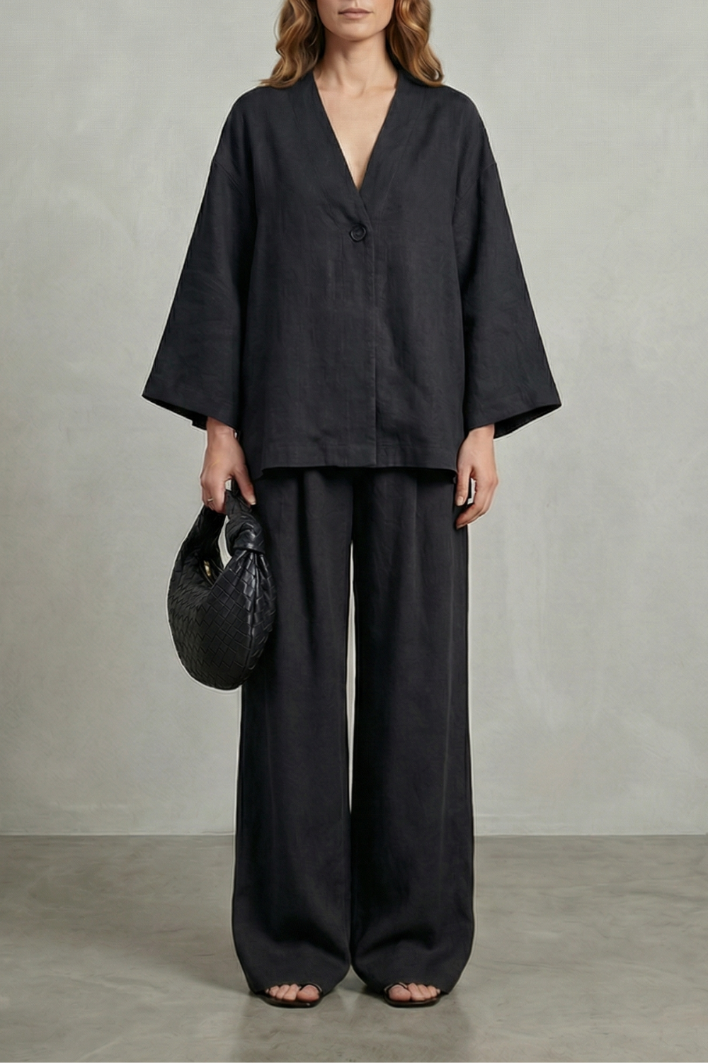 Morvella | Relaxed Wrap Long Sleeve Two Piece Set