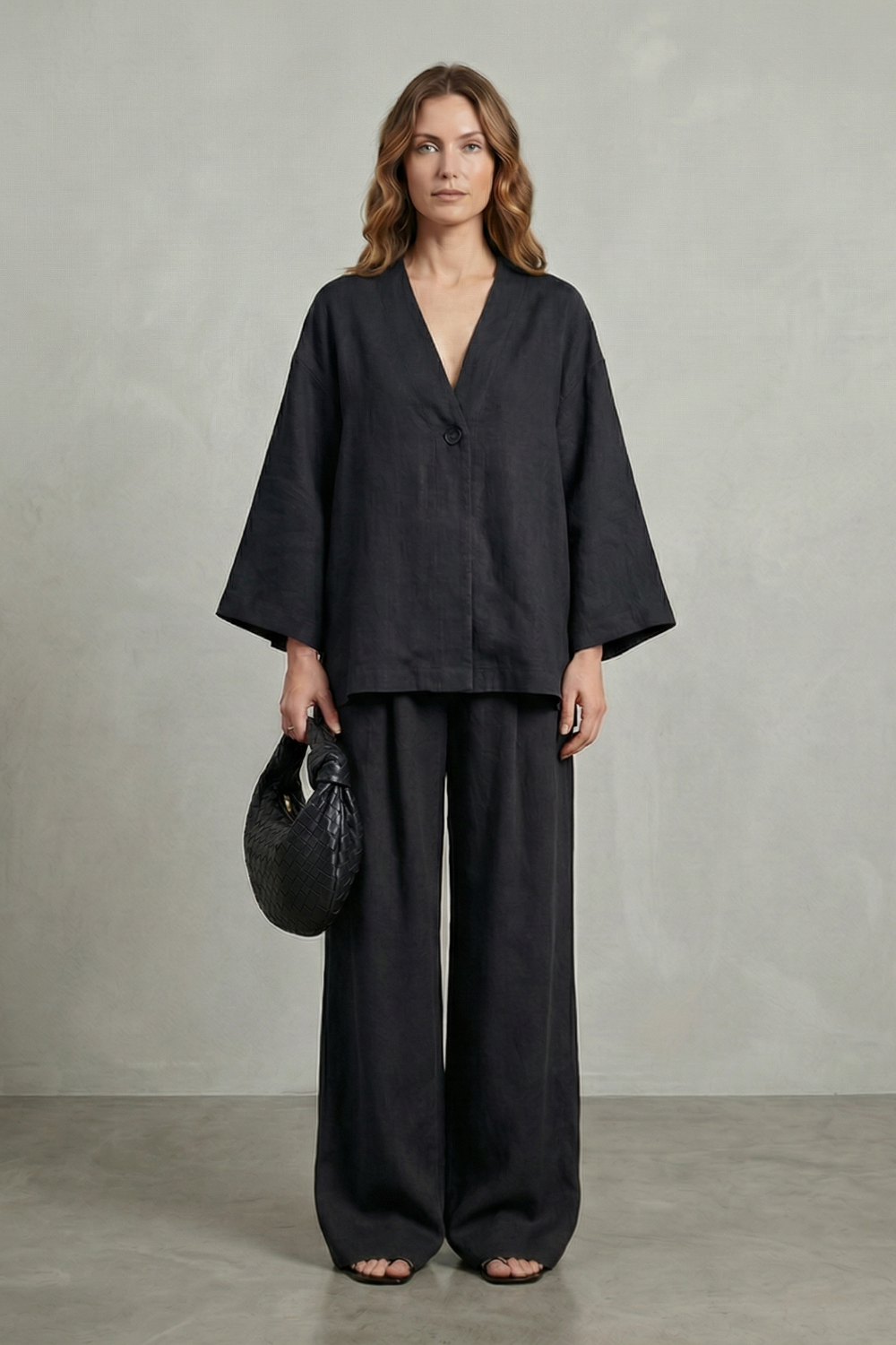 Morvella | Relaxed Wrap Long Sleeve Two Piece Set
