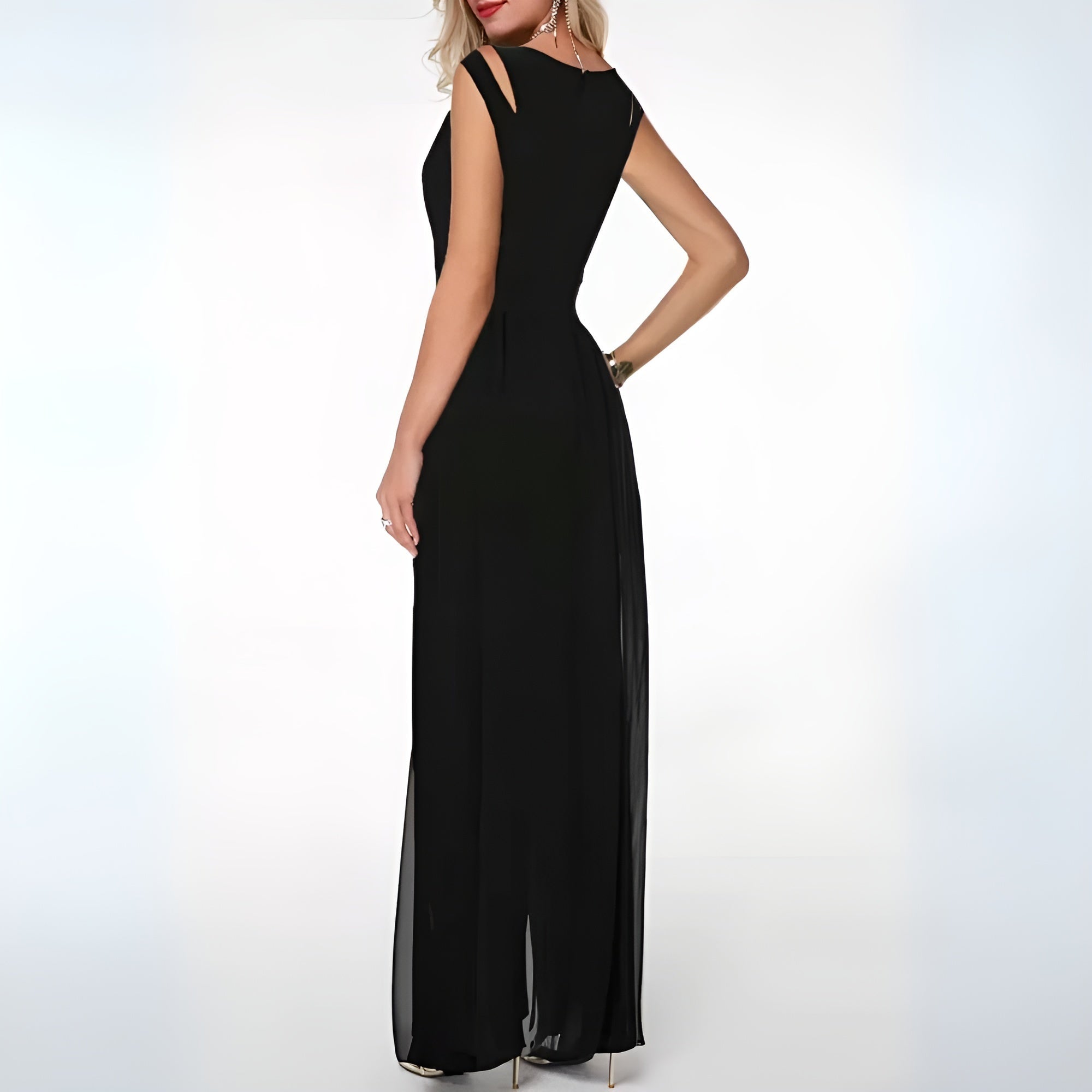 Xenia | Sleeveless Wide-Leg Jumpsuit with Flowy Overlay