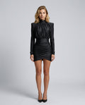 Cleona | Long Sleeve Ruched Mini Dress