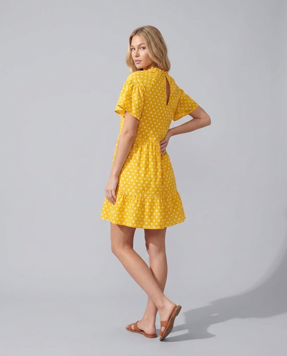 Vivienne | Polka Dot Ruffle Detail Mini Dress