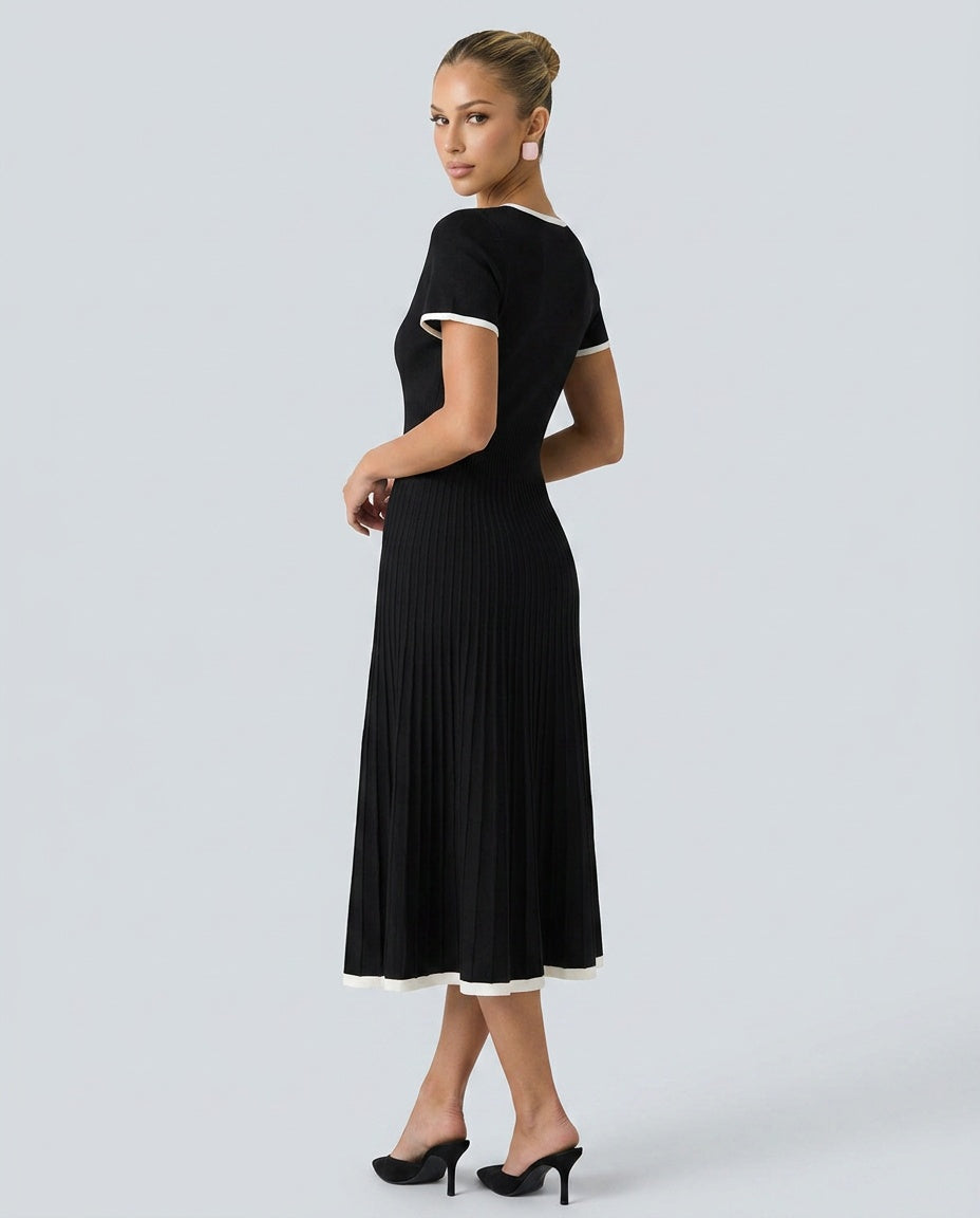 Tessa | Contrast Panel Knit Midi Dress