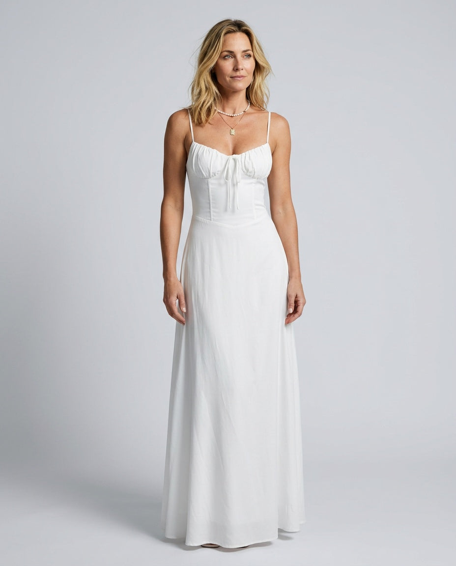 Giselle | Sleeveless Ruched Bodice Wedding Guest Maxi Dress
