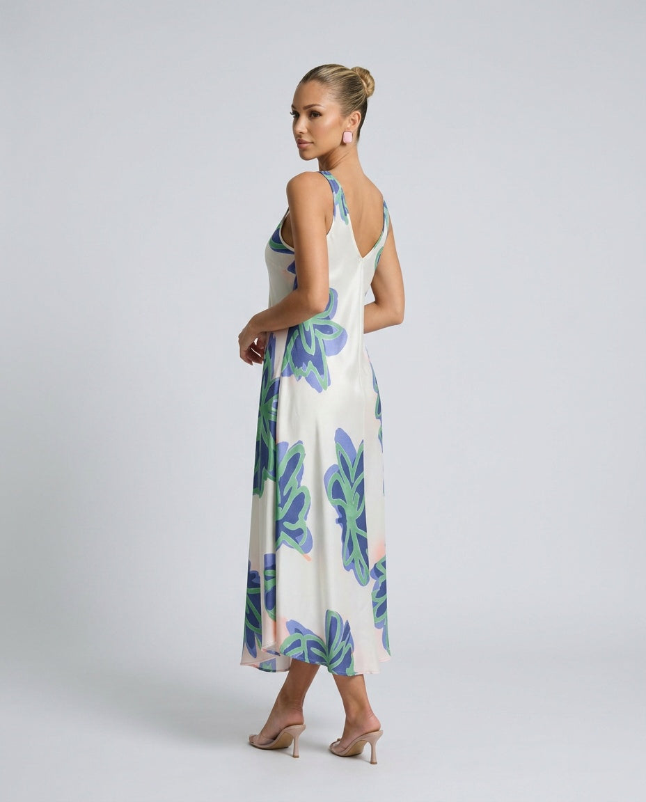 Nuria | Printed Spaghetti Strap Summer Maxi Dress