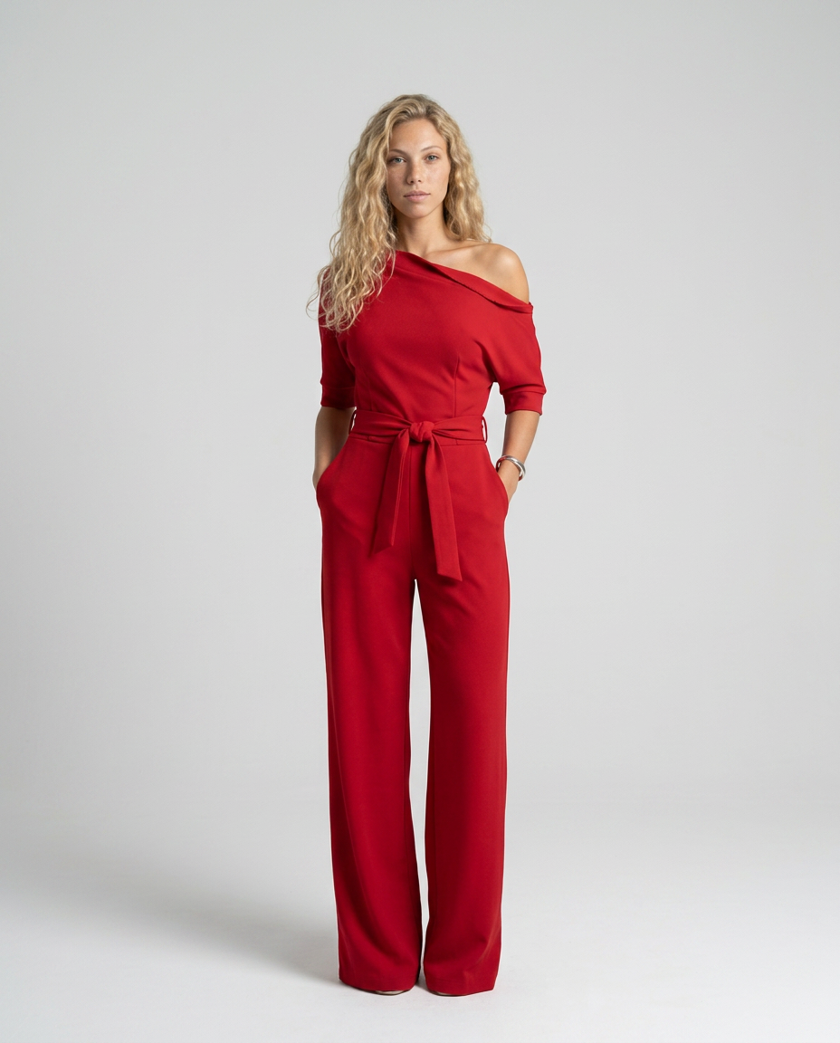 Gracie | Off-Shoulder Jumpsuit with Wide-Leg Trousers