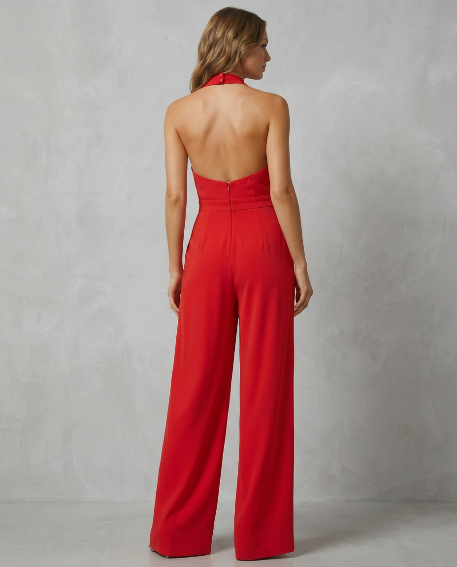 Liv | Backless Halter Wide-Leg Jumpsuit