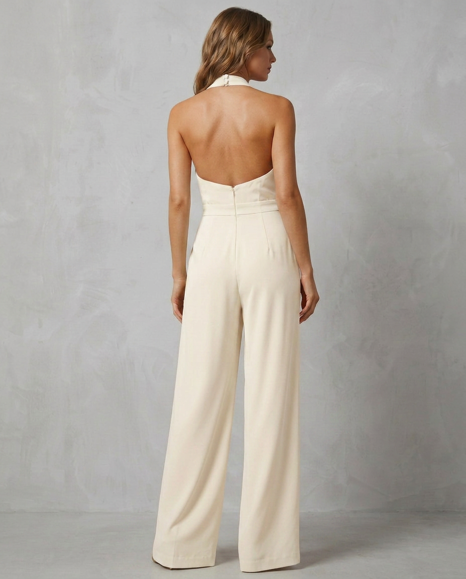Liv | Backless Halter Wide-Leg Jumpsuit