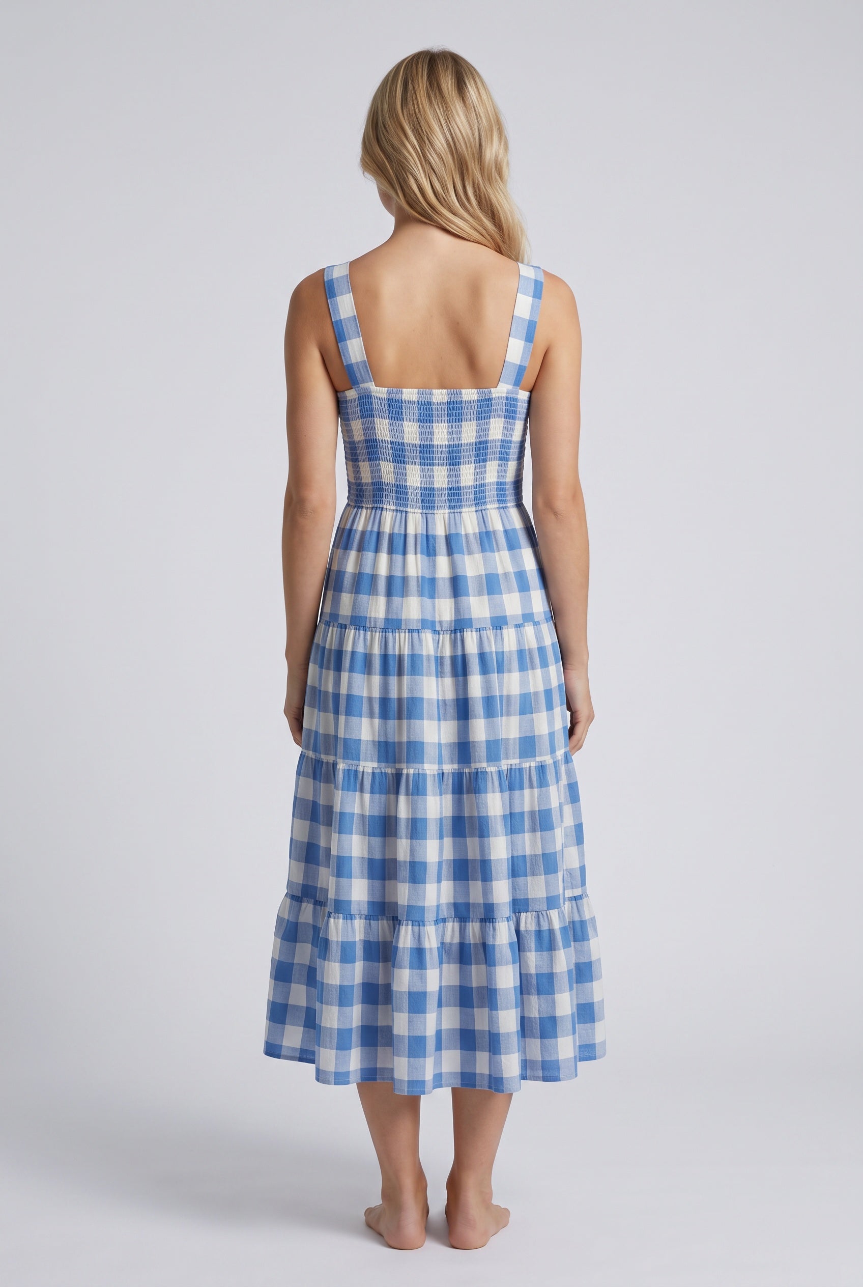 Sierra | Gingham Tiered Midi Dress
