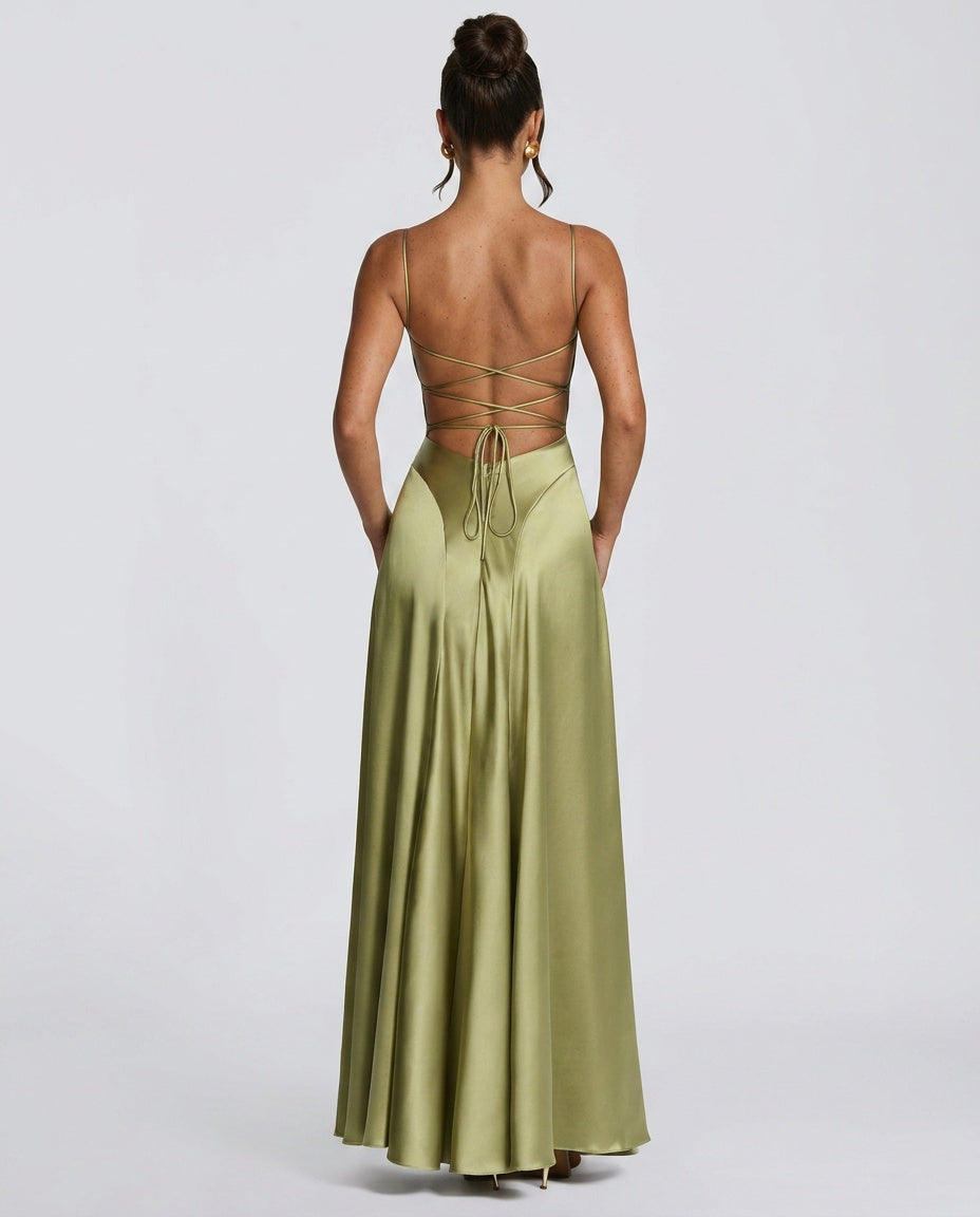 Adelina | Ruched Spaghetti Strap Maxi Dress