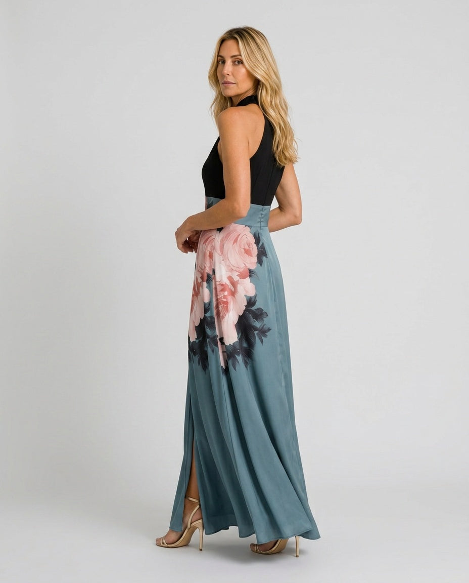 Scarlett | Halter Bodice Floral Maxi Dress