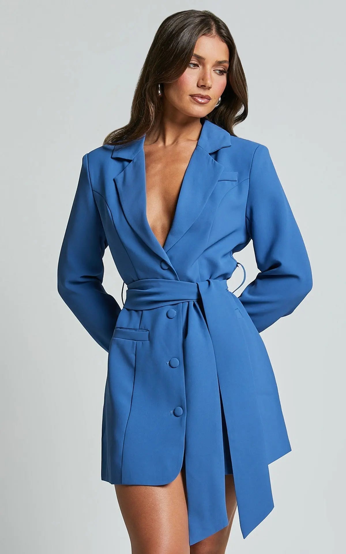 Edith | Belted Tie Waist Midi Blazer Dress