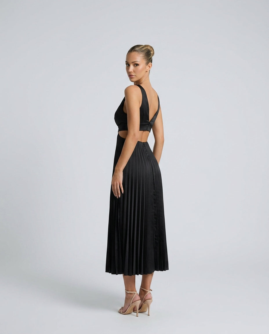 Odalys | Pleated Cutout Midi Dress