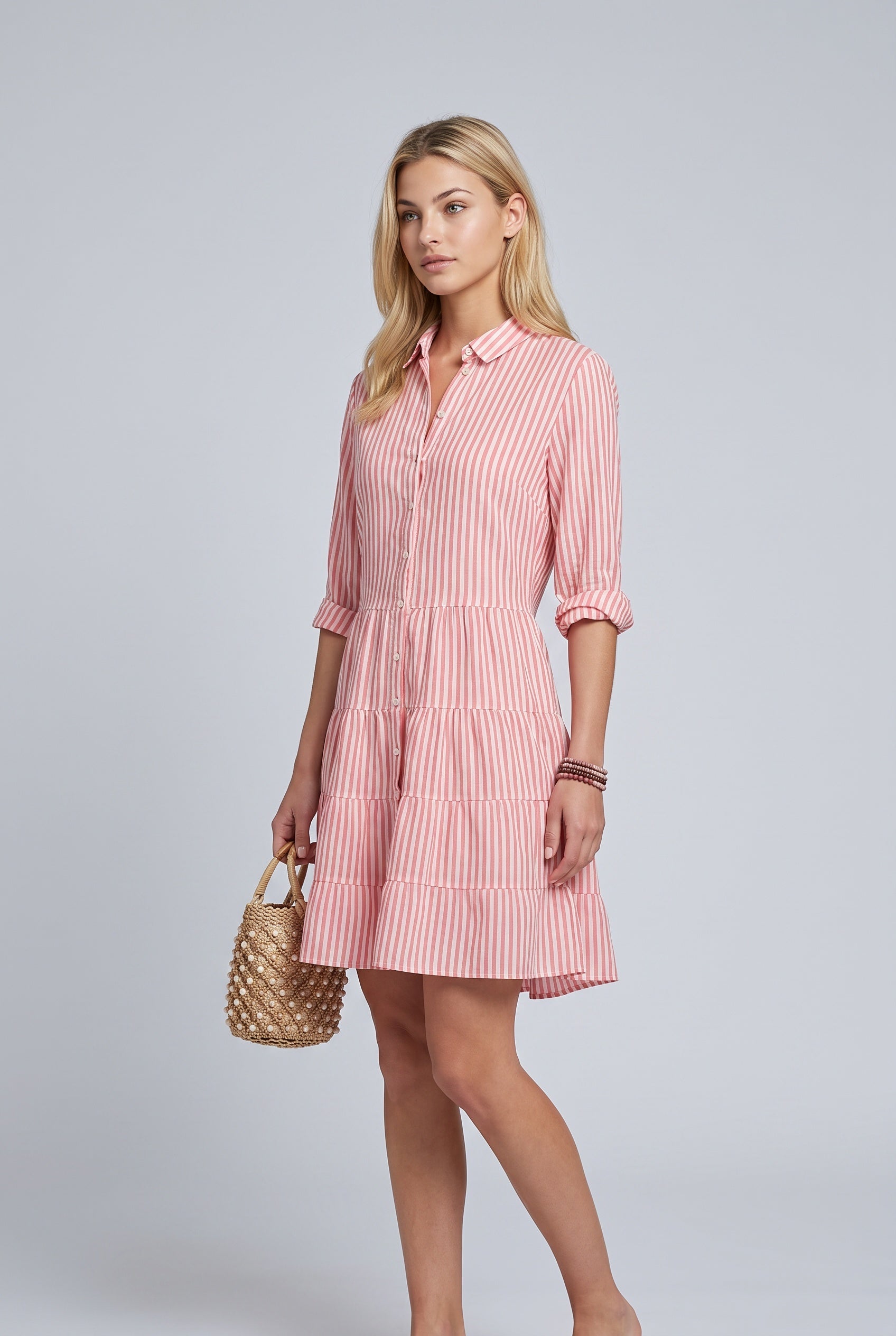 Suri | Striped Button Front Mini Dress