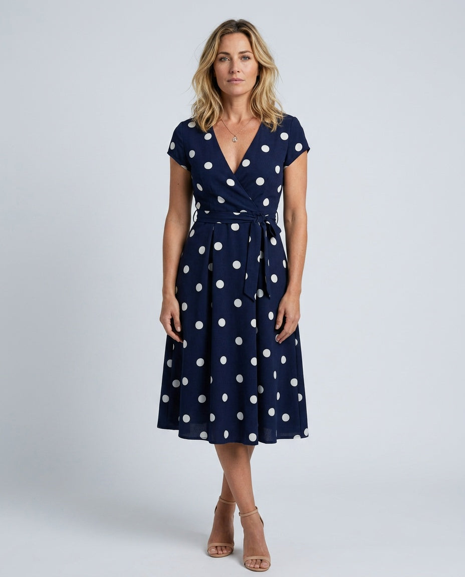 Camille | Polkadot Wrap Midi Dress