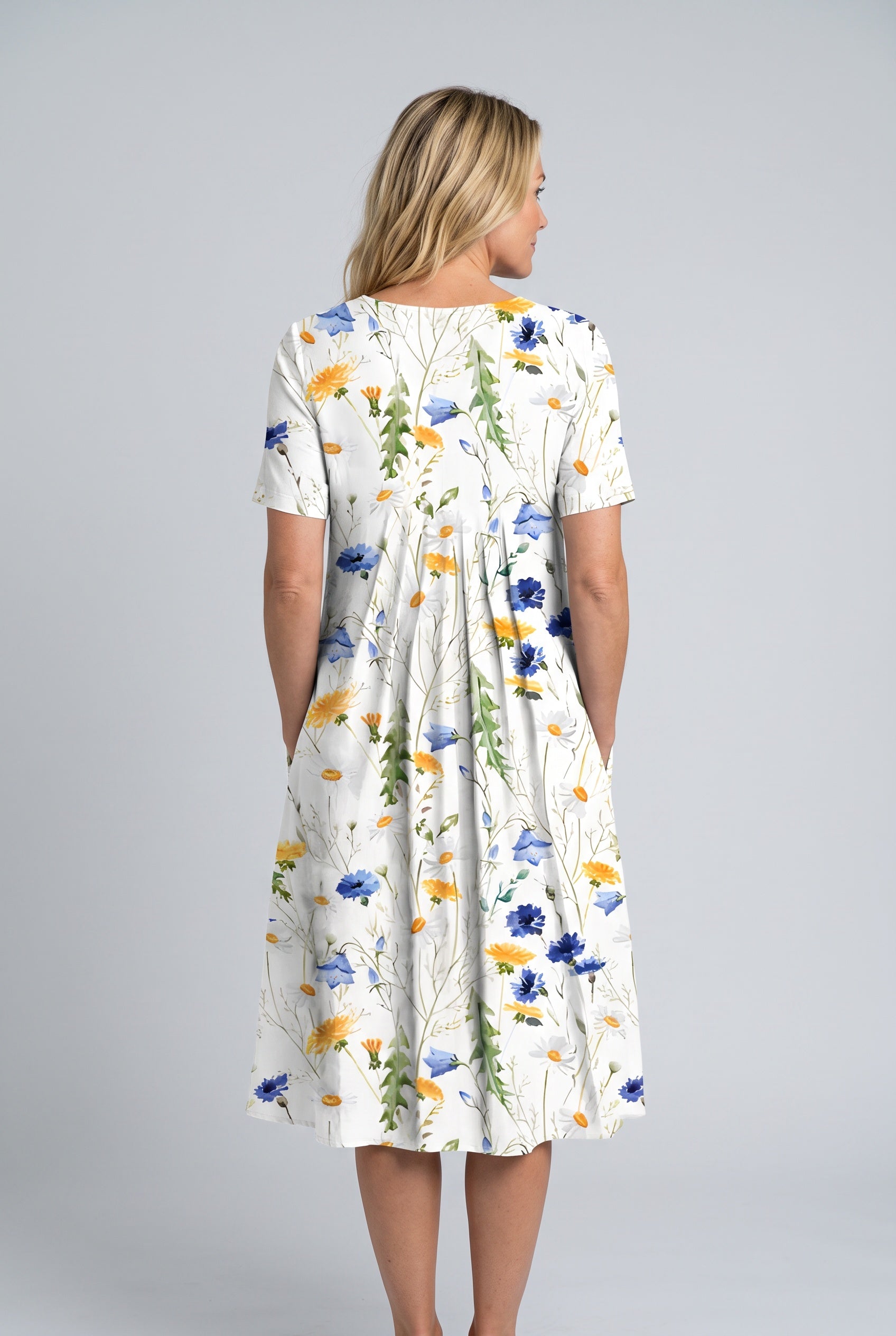Quinn | Printed Short Sleeve Midi Dress