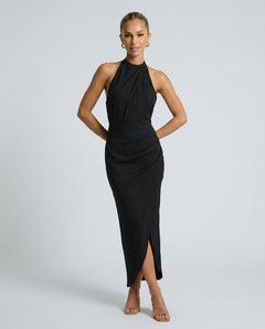 Mirène | Halter Neck Wrap Formal Maxi Dress