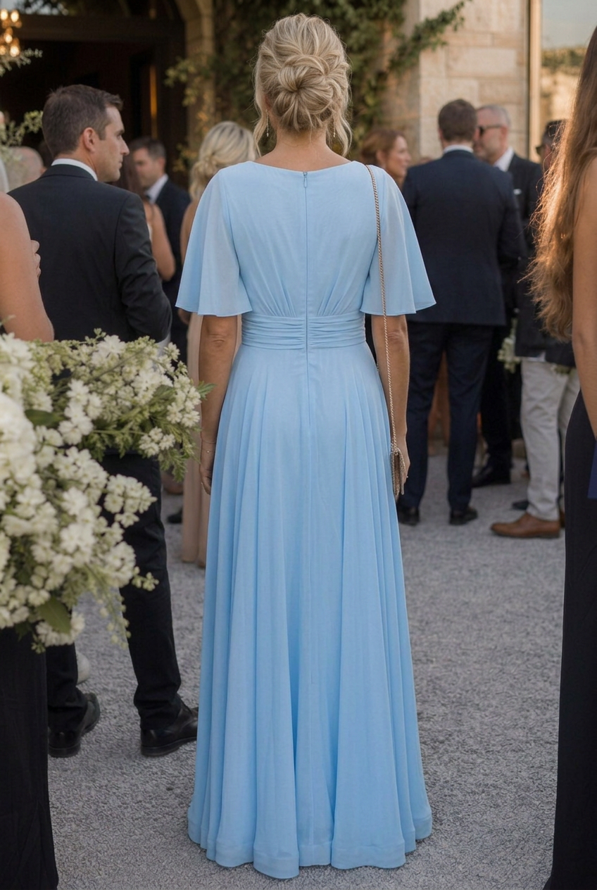 Orelia | Short Sleeve V-Neck Flowing Maxi Dress