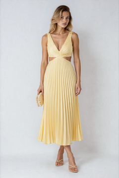 Marina | Pleated Maxi Dress with V-Neckline