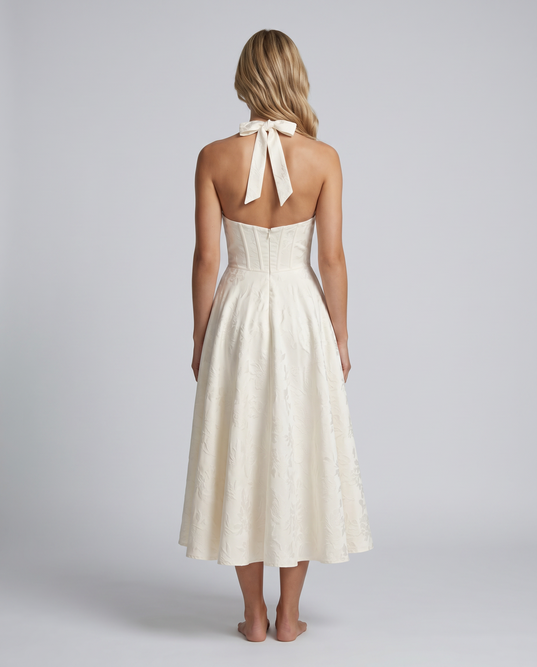 Kate | Midi Dress with Halter Neck and Corset Bodice