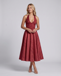 Kate | Midi Dress with Halter Neck and Corset Bodice