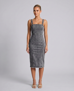 Adela | Midi Dress with Square Neck and Adjustable Straps