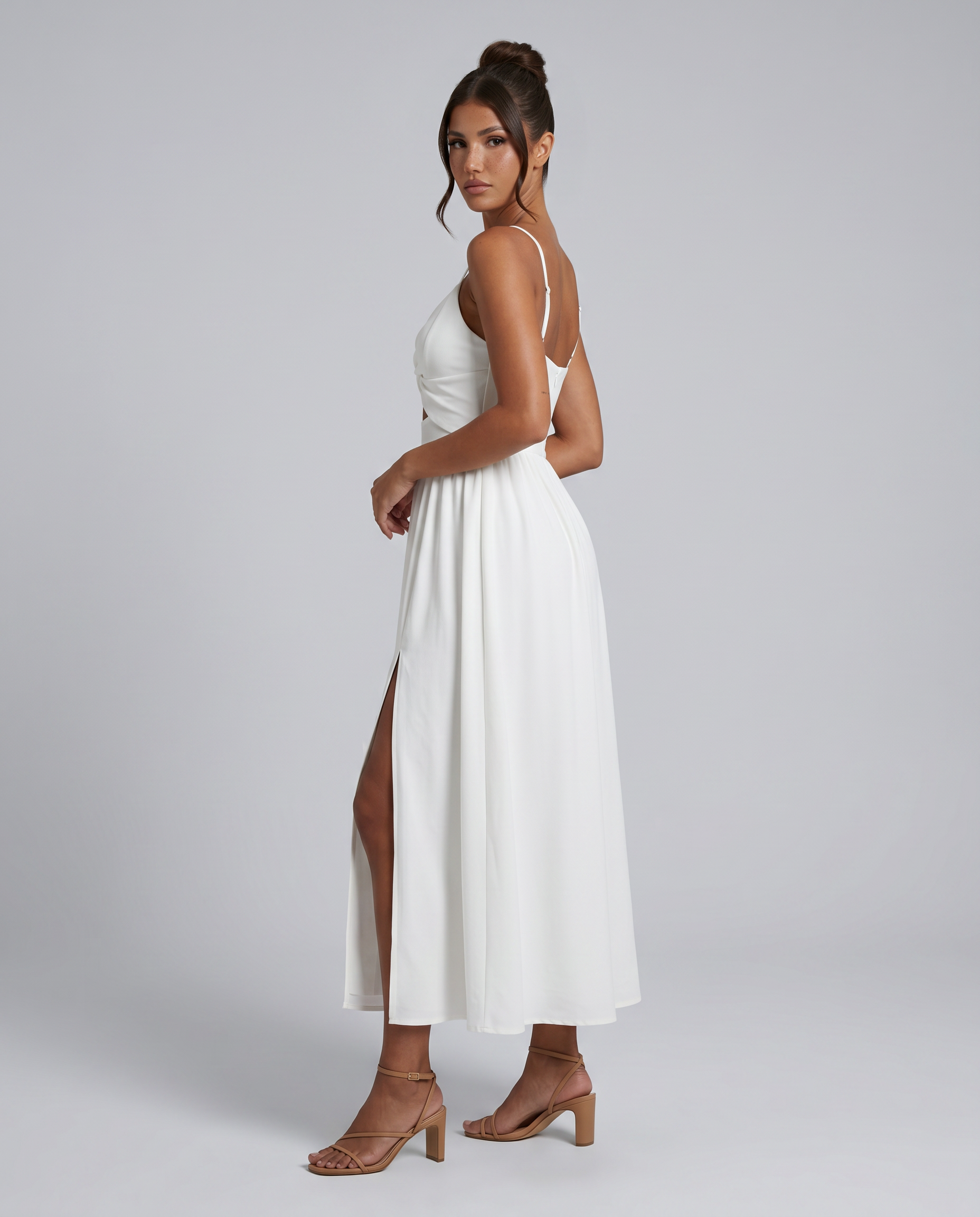 Shauna | Midi Dress with Twist Front and Side Slit